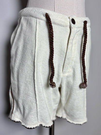 Tommy Bolo Cream 100% Organic Cotton Terry Embroidered Palm Men's S 2-Piece Set