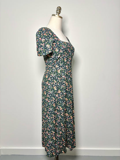 Women Size 34 Sezane Black, green, yellow, blue, red Floral Viscose Dress