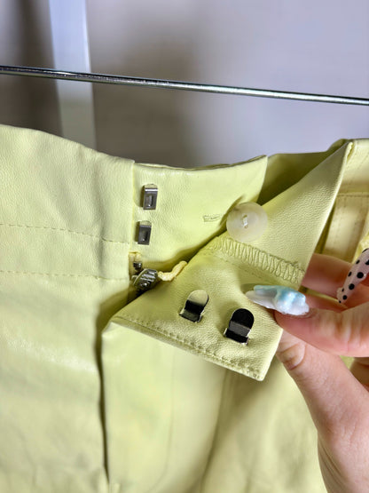 Women Size 8 (M) ALC Yellow Vegan Leather Wide Leg Shorts