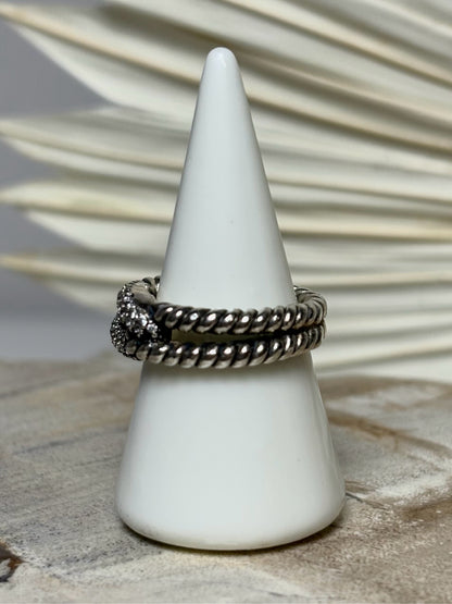 David Yurman Pave' Diamonds Sterling Silver Cable Size 6 Ring
