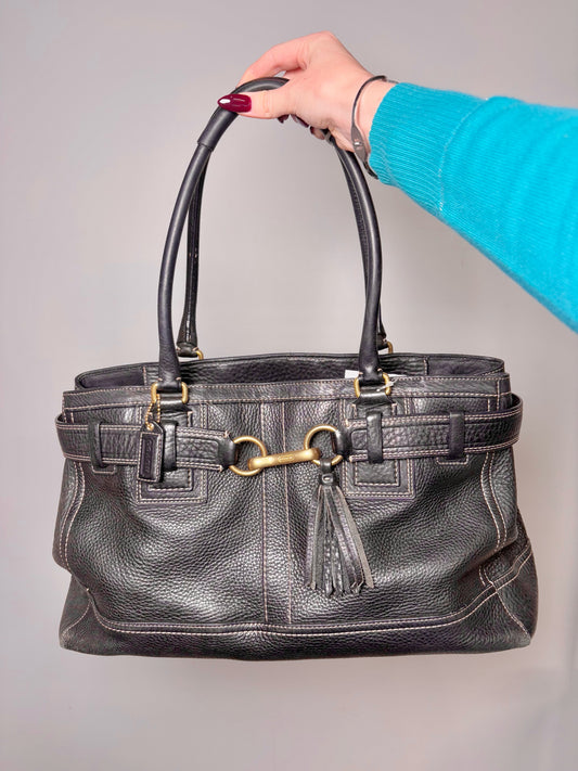 Leather Coach Solid Vintage Leather Black Purse