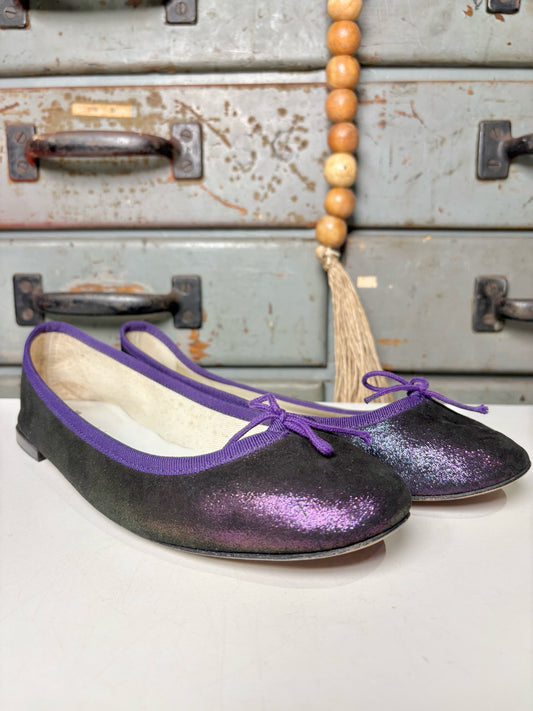 W Shoe Size 41 (10 - 10.5) Repetto Purple Leather Goatskin Flats