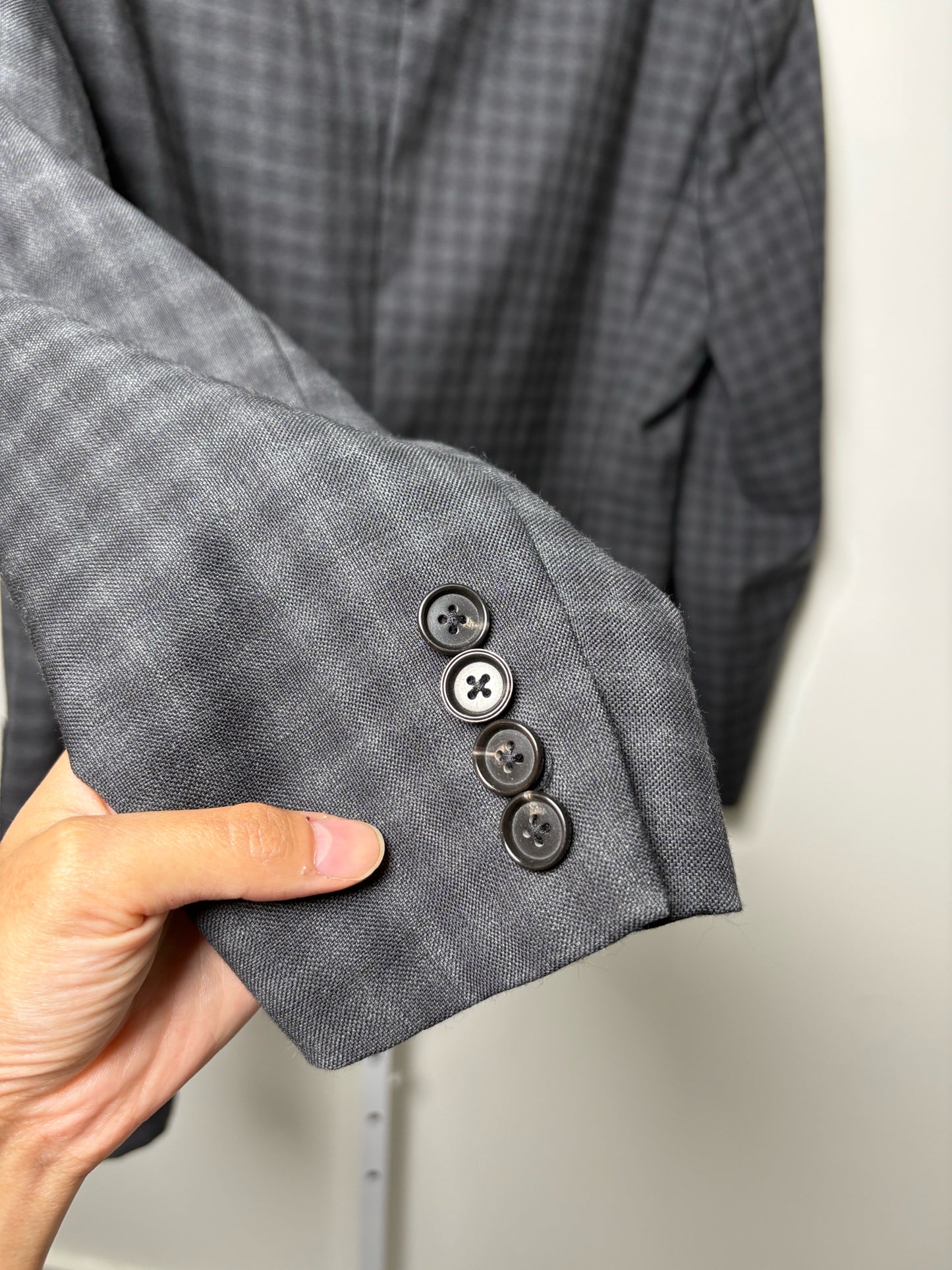 BOSS Hugo Boss Charcoal Wool Checkered Men's 44 Suit