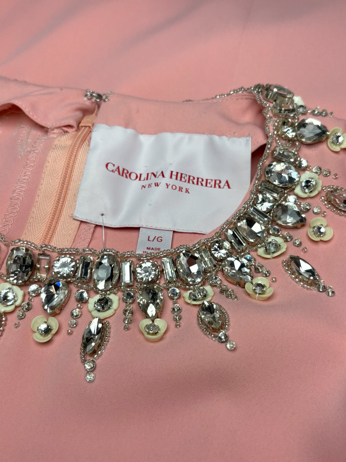 Women's Carolina Herrera Floral Crystal Embellished Pre-Owned Kaftan Dress