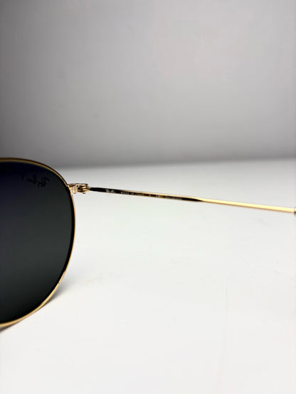 Women's Ray-Ban RB3447 Round Metal Gold Polarized Pre-Owned Sunglasses
