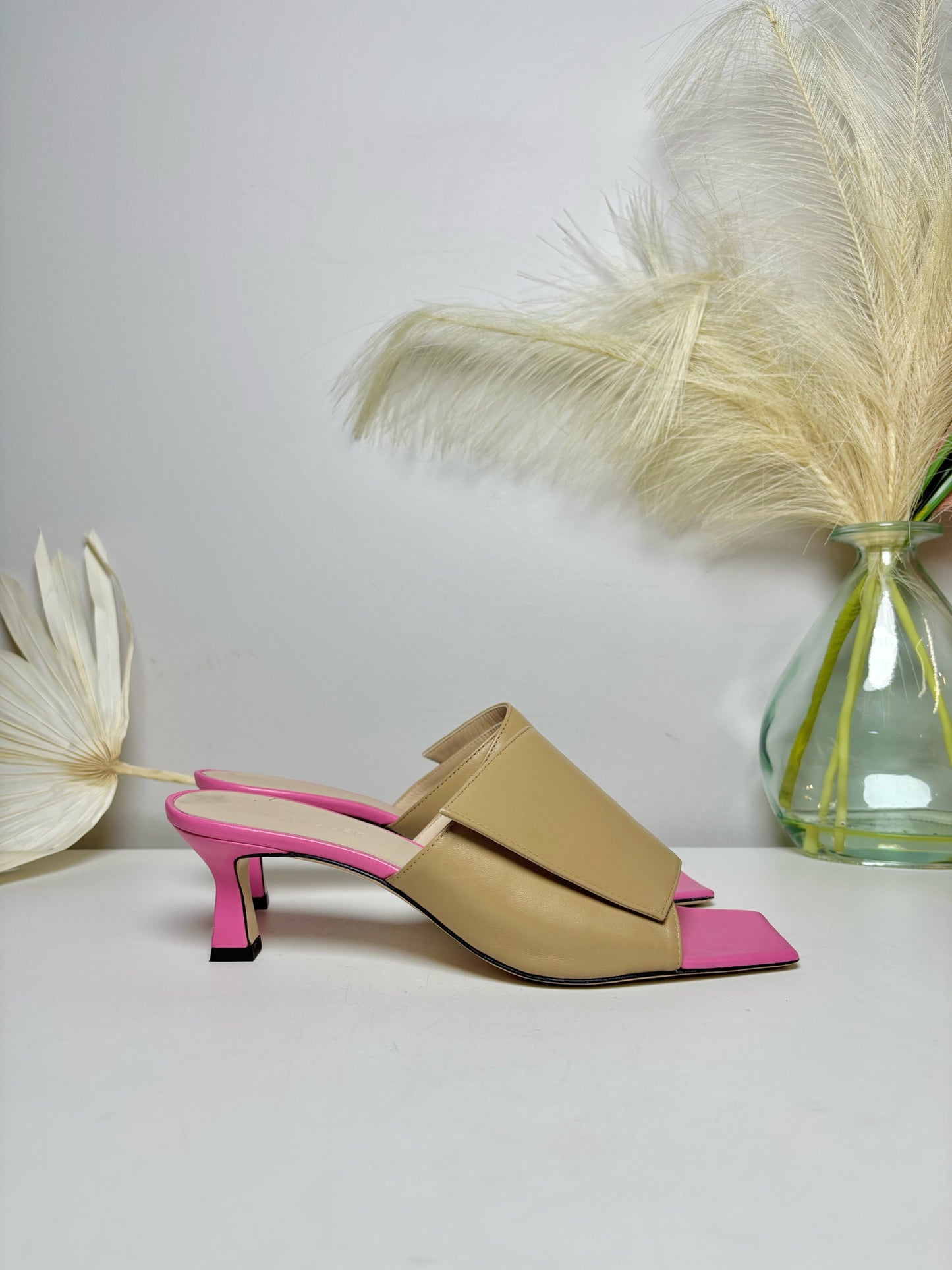 W Shoe Size 37.5 Wandler Tan Leather Cowhide Heels