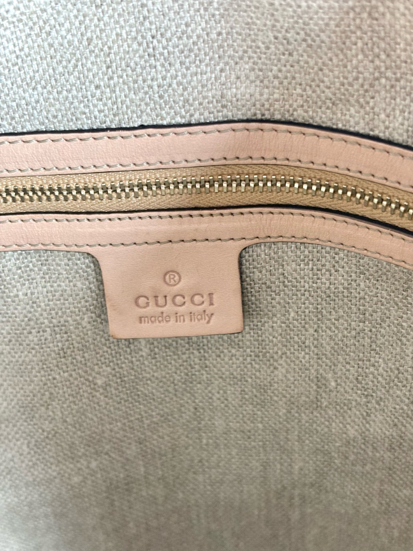 Gucci Flora Wave Horsebit Canvas, Leather Bag