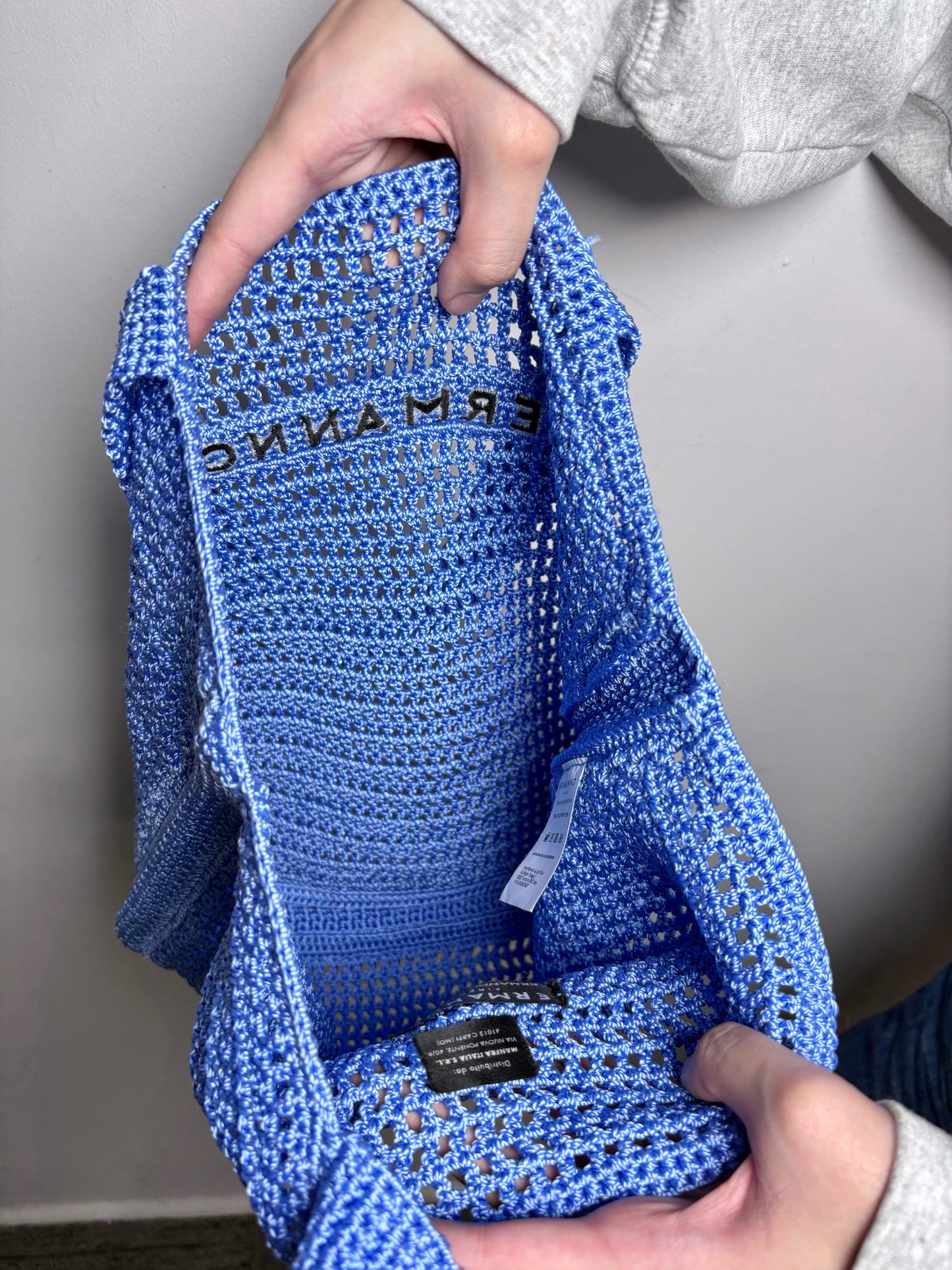 Ermanno Scervino Sky Blue Knit Tote Pre-owned