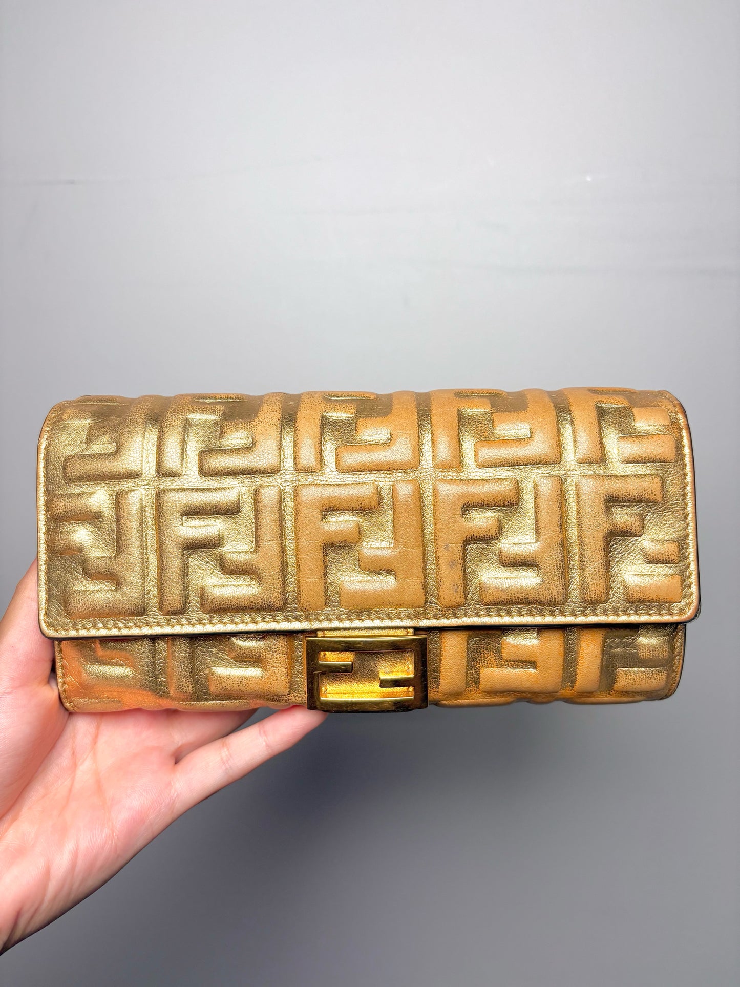 Nappa Leather Fendi Pre-owned Gold Wallet