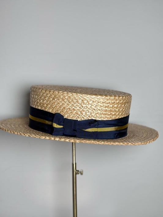 Wembly De Luxe Tan Straw Boater Vintage  Hat