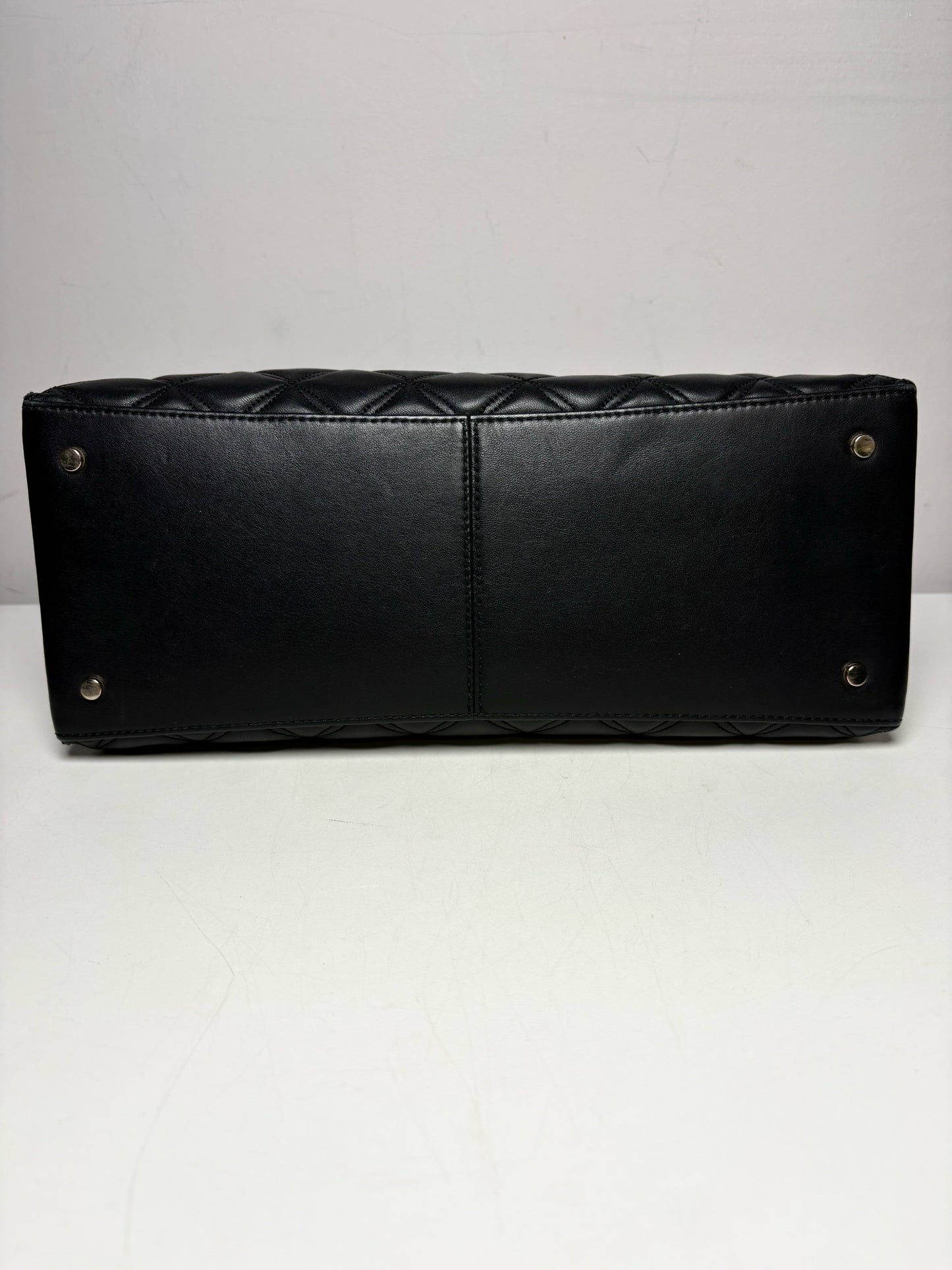 Kate Spade New York Diamond Quilt Leather Pre-owned Black Carey Tote Bag