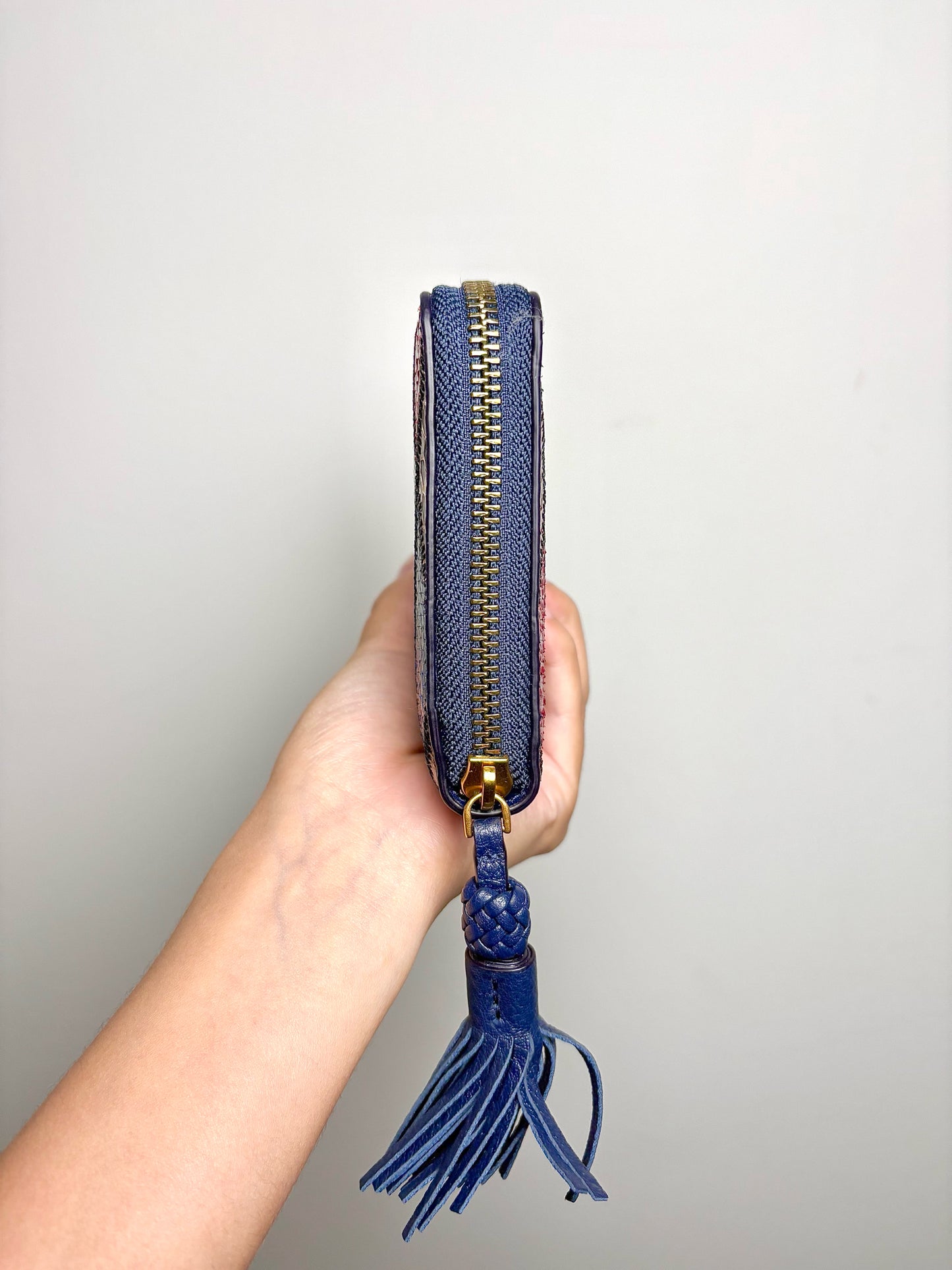 Tory Burch Leather Continental Zipper Tassel Pre-owned Wallet