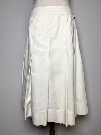Women Size 42 ( 6 US) Prada White Pleated Pure Cotton Pre-owned Skirt