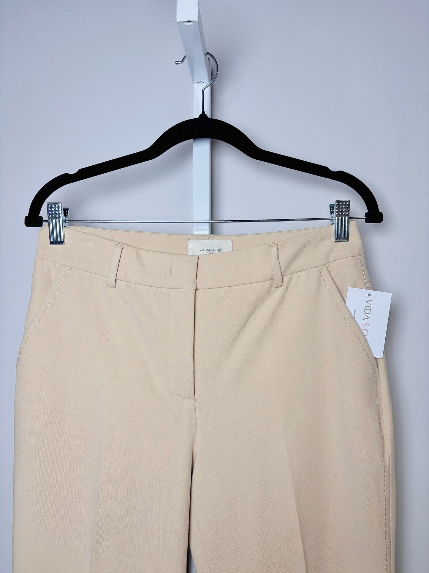 Women Size 42 Via Masini 80 Khaki Solid Pants