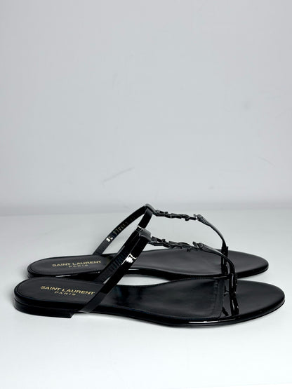 W Shoe Size 41 (11 US) Saint Laurent Black Patent Leather Logo NWT Sandals