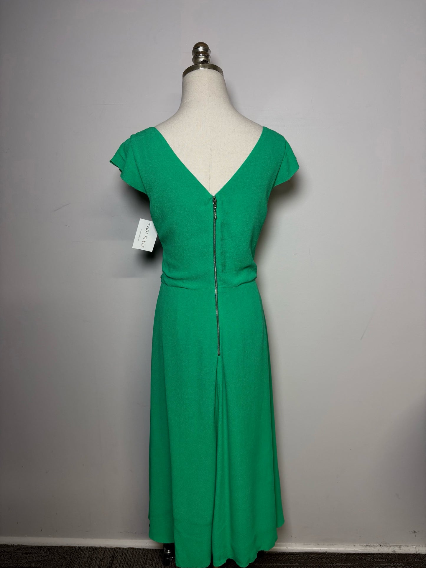 Women Size 8 Kate Spade New York Green Flowy Tea Length Pre-owned Dress