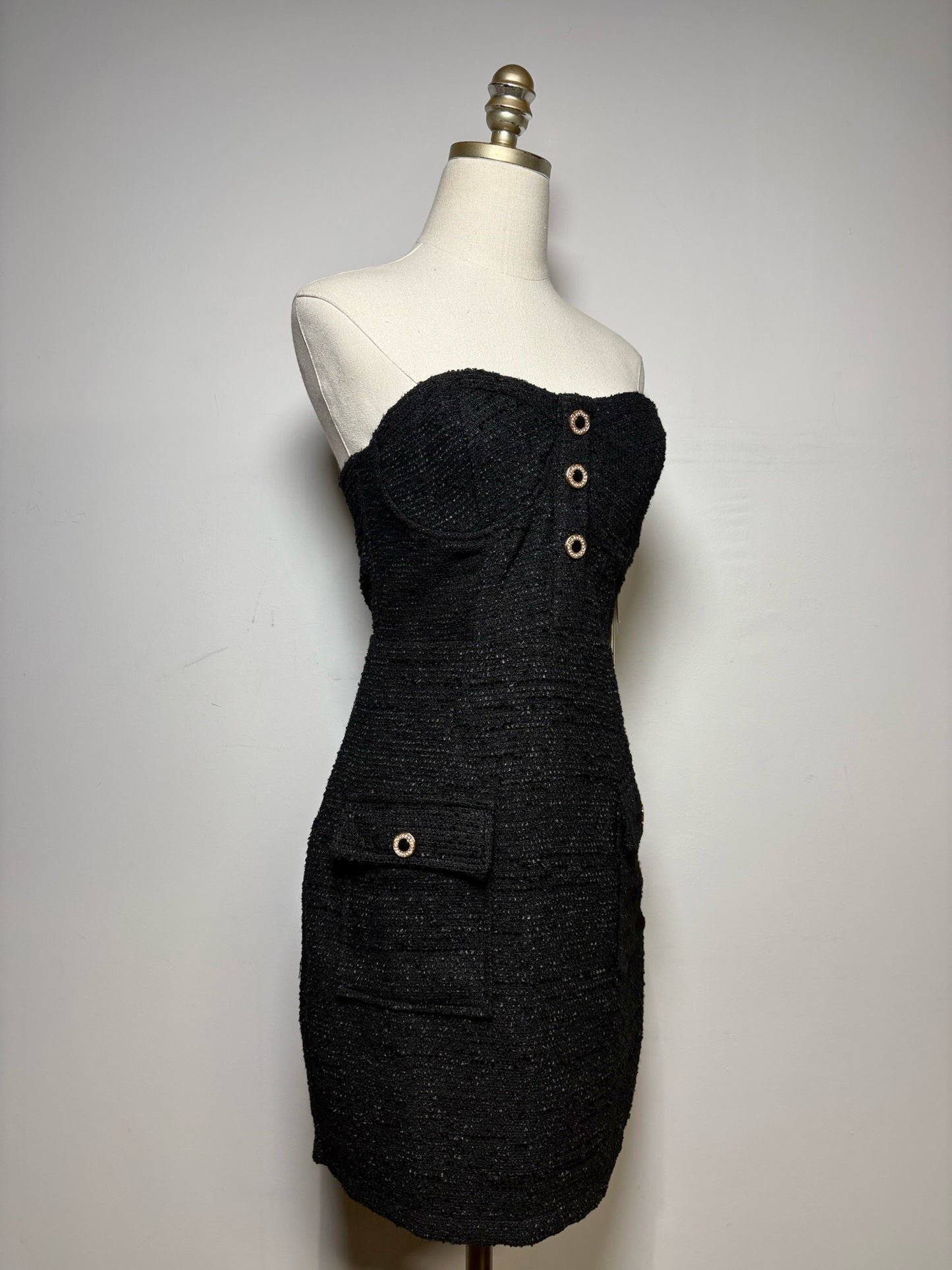 Size L Aqua Black & Gold Women's Polyester, Spandex NWT, Pre-owned Dress