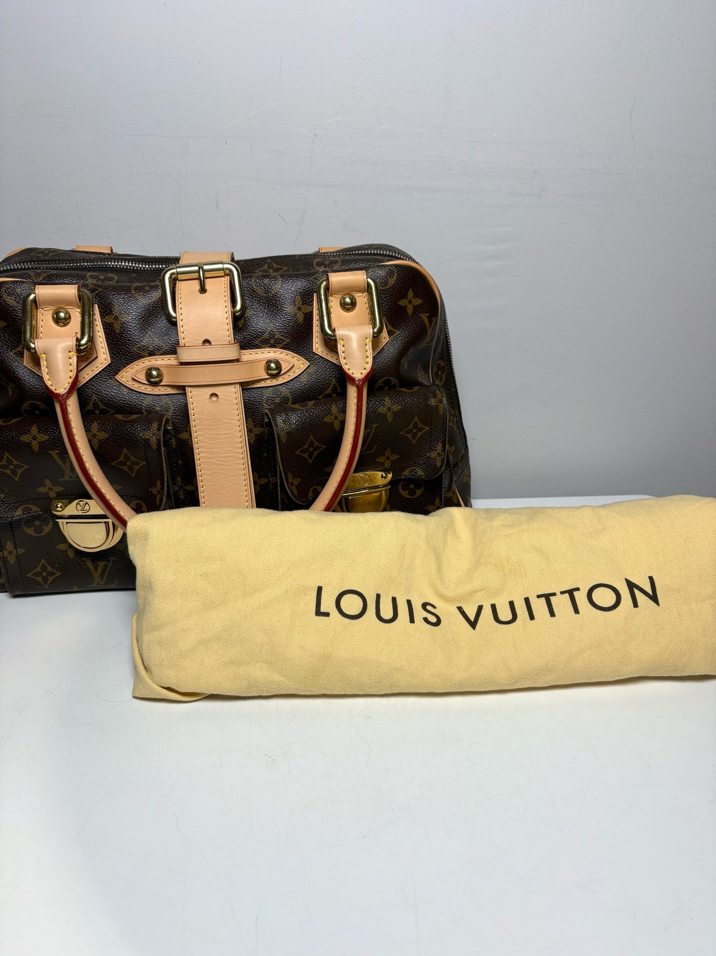 Louis Vuitton Manhattan GM Monogram Brow/Black Refurbished Pre-Owned Bag