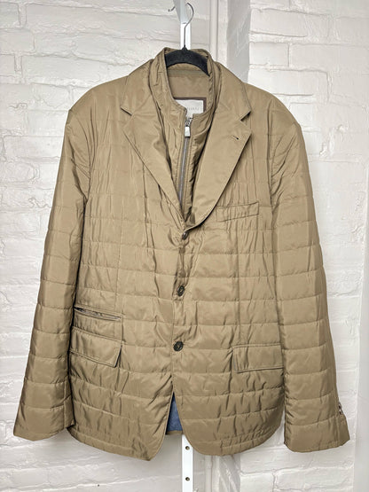 Corneliani Olive Green Nylon Men's Quilted Nylon XL Coat