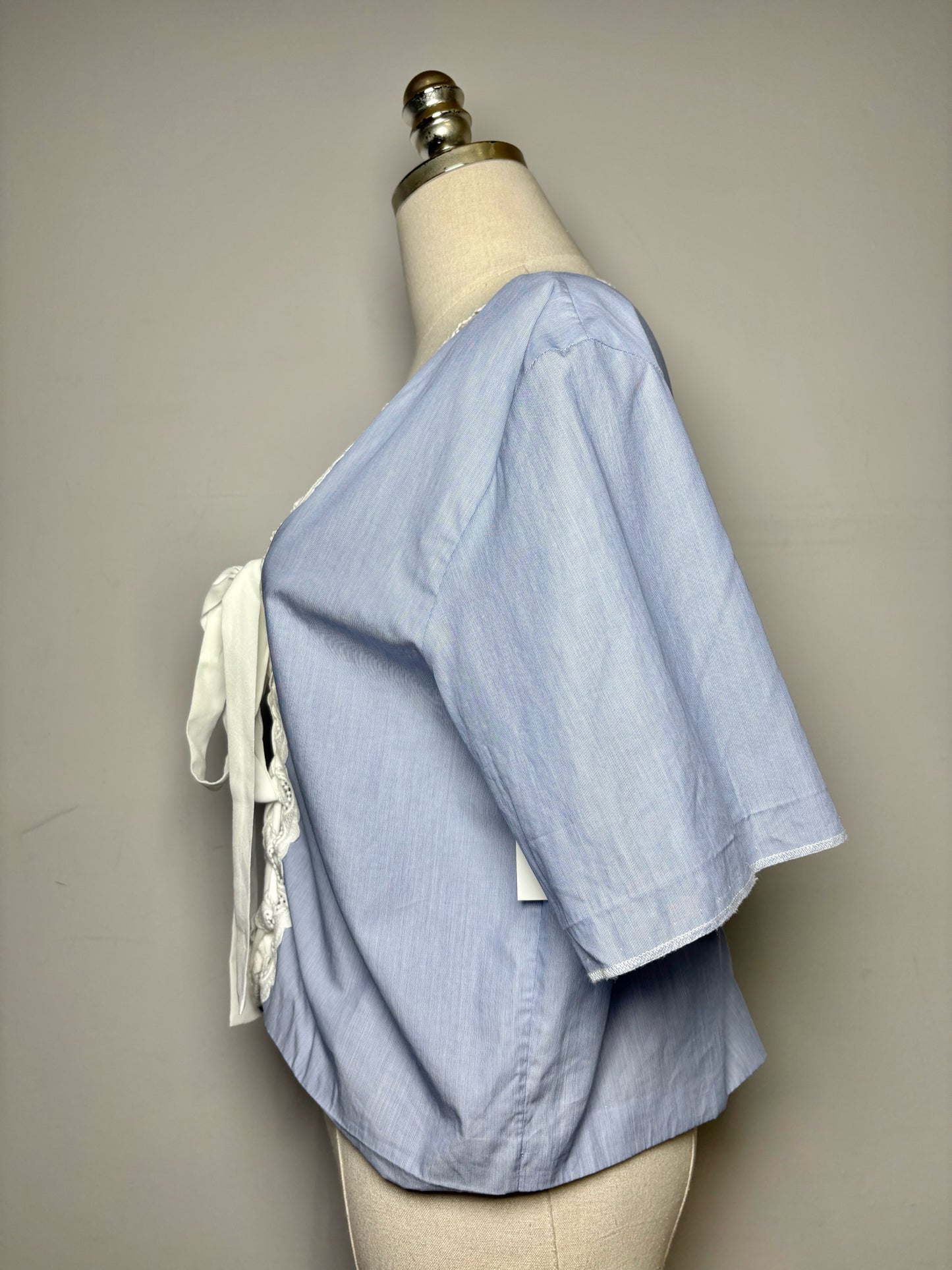 Women Size S/M Sandro Blue, White Mini Stripe Pure Cotton Pre-owned Blouse