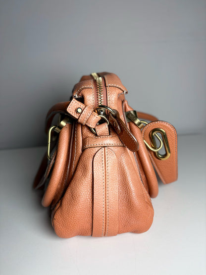 Chloe Paratay Small Roll Top Leather Satchel Orange Pre-owned Bag