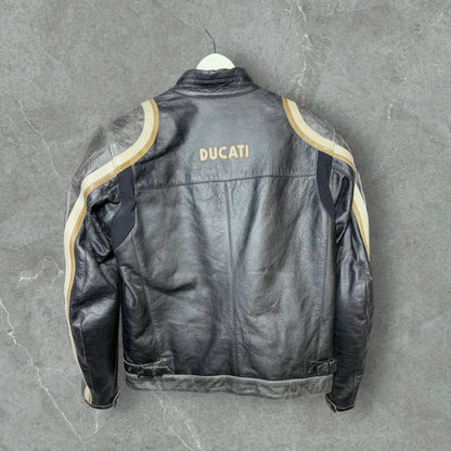 Ducati Black Leather Logo Motorcycle Men's L Jacket