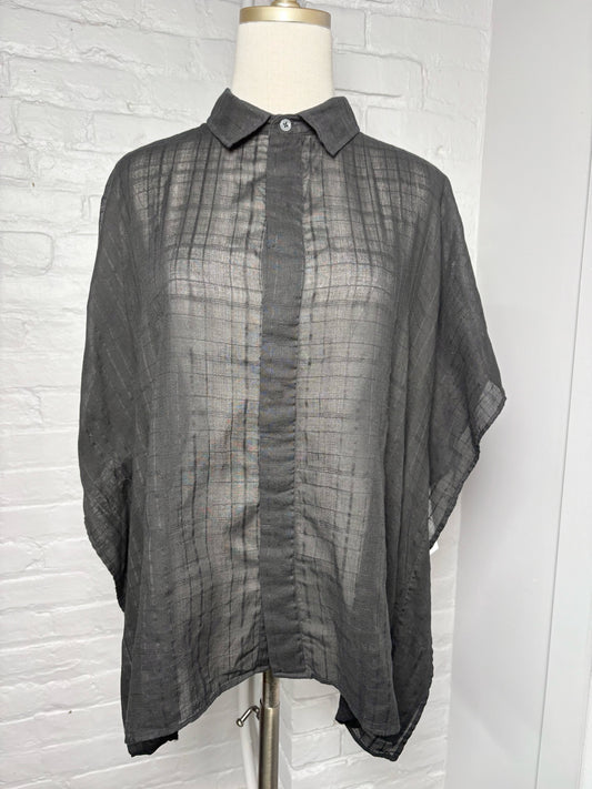 Women Size S Billy Reid Black Solid Cotton Shirt