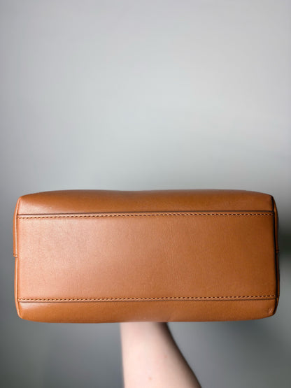 Women's Veronica Beard Solid Canvas, Leather Pre-owned Cream, brown Medium Purse