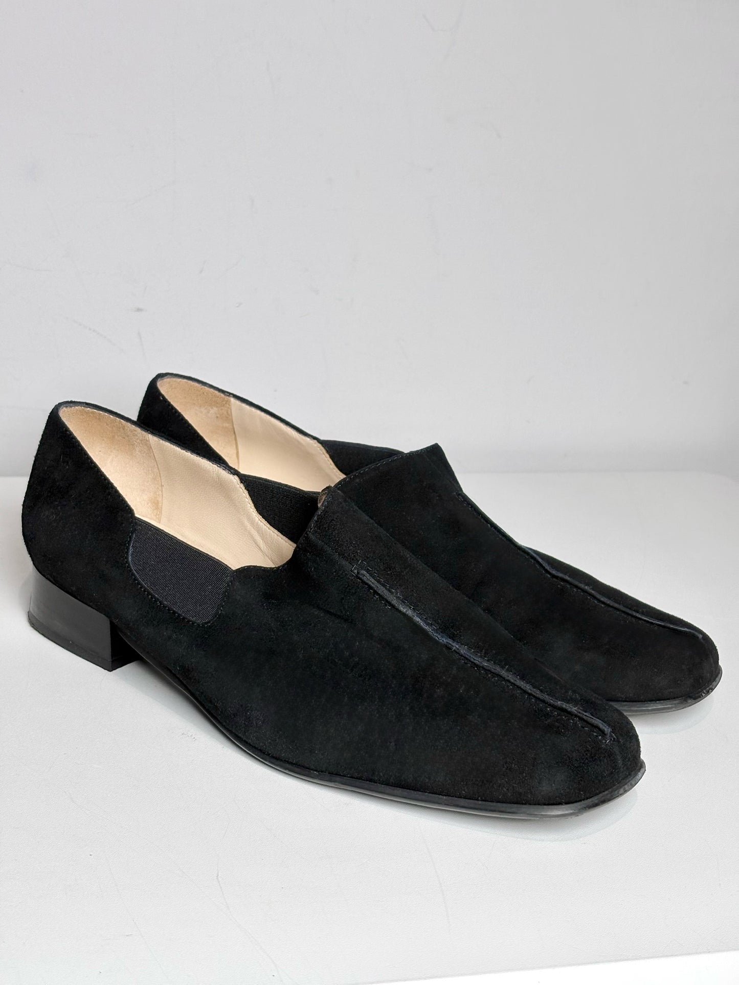 W Shoe Size 9 Firenze Black Leather Suede Women's Pre-owned, NWT Loafers