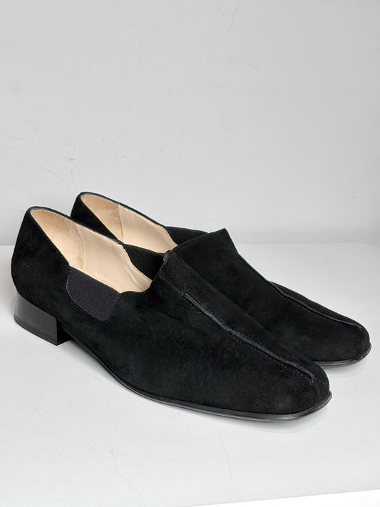 W Shoe Size 9 Firenze Black Leather Suede Women's Pre-owned, NWT Loafers
