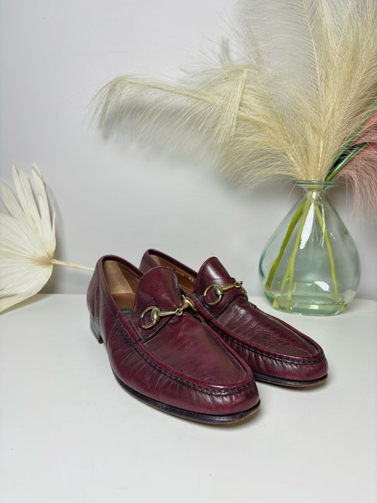 Brand Gucci Burgundy Leather Solid Size 10 Cowhide Men's Shoes