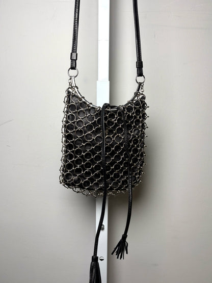 Salvatore Ferragamo Chain Vintage Black Leather Evening Hobo Purse Pre-owned