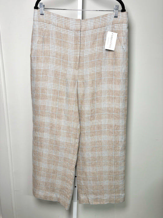 Women Size 14 Veronica Beard Khaki, Blue, Cream Plaid Linen NWT Pants