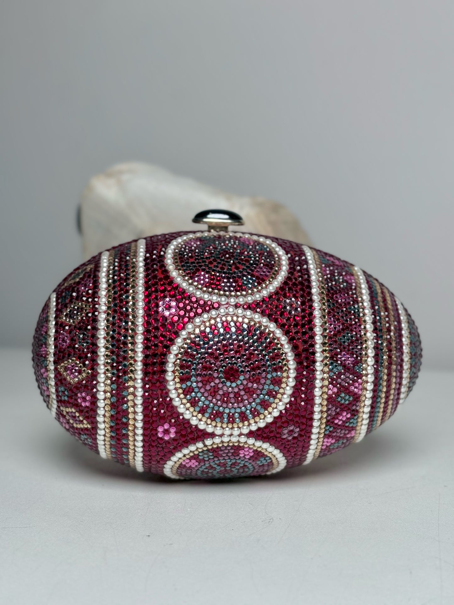 Judith Leiber Swarovski Crystals Egg Vintage Pre-owned Burgundy Mini Purse