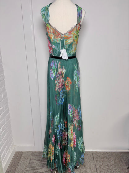 Women Size 10 Marchesa Notte Hunter Green Floral Gown
