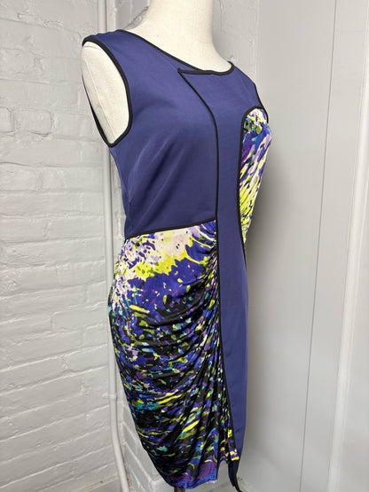 Women Size XS BCBG Max Azria Purple, green, blue Print Polyester Dress