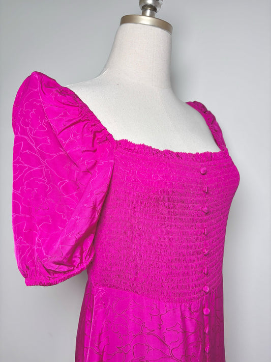 Women Size M ba&sh Fuchsia Embossed Viscose Dress