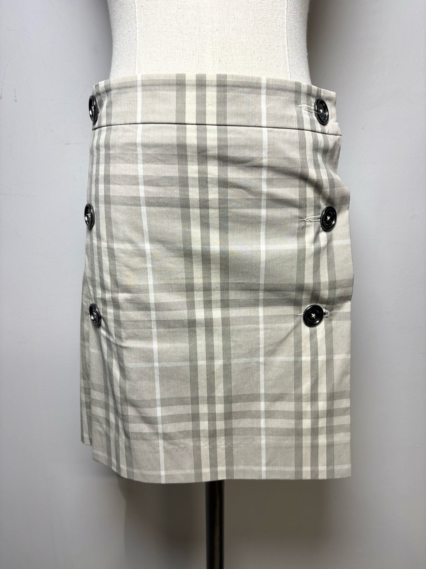 Women Size 12 Burberry Brit Gray Check Print Cotton Pre-owned Mini Skirt