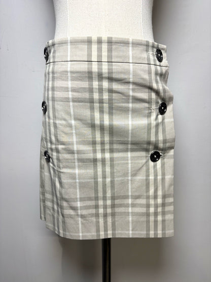 Women Size 12 Burberry Brit Gray Check Print Cotton Pre-owned Mini Skirt