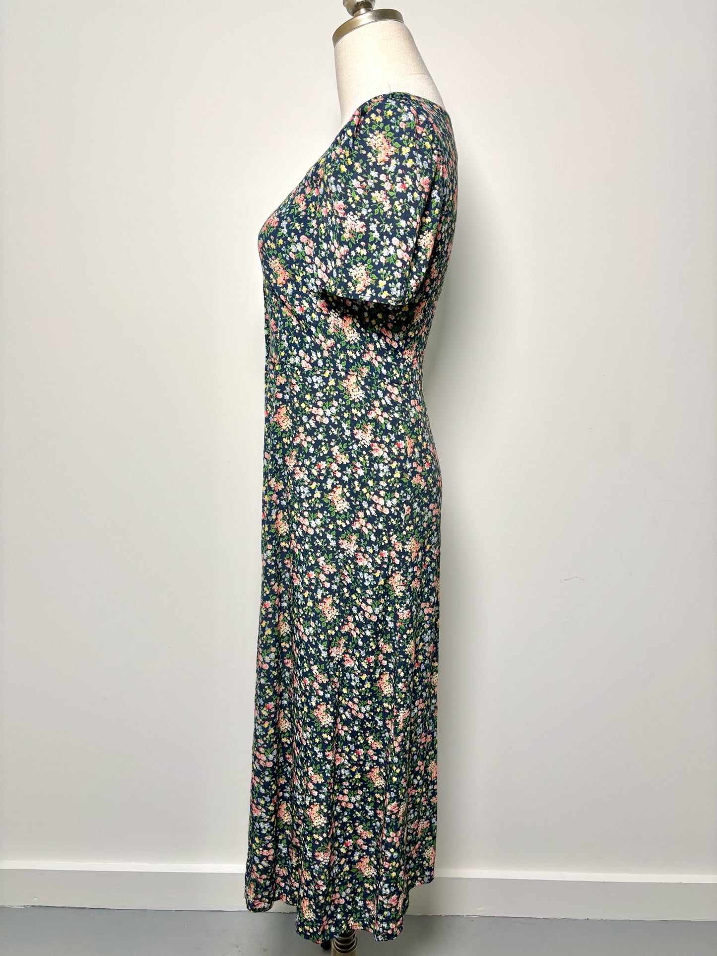 Women Size 34 Sezane Black, green, yellow, blue, red Floral Viscose Dress