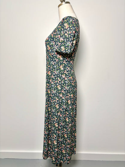 Women Size 34 Sezane Black, green, yellow, blue, red Floral Viscose Dress