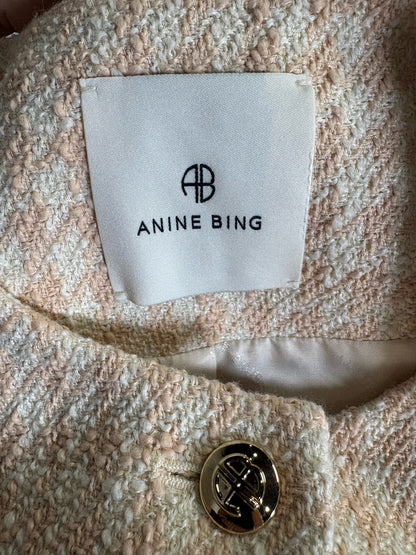 Women Size XS Anine Bing Janet Peach, Cream Houndstooth Pre-owned Jacket
