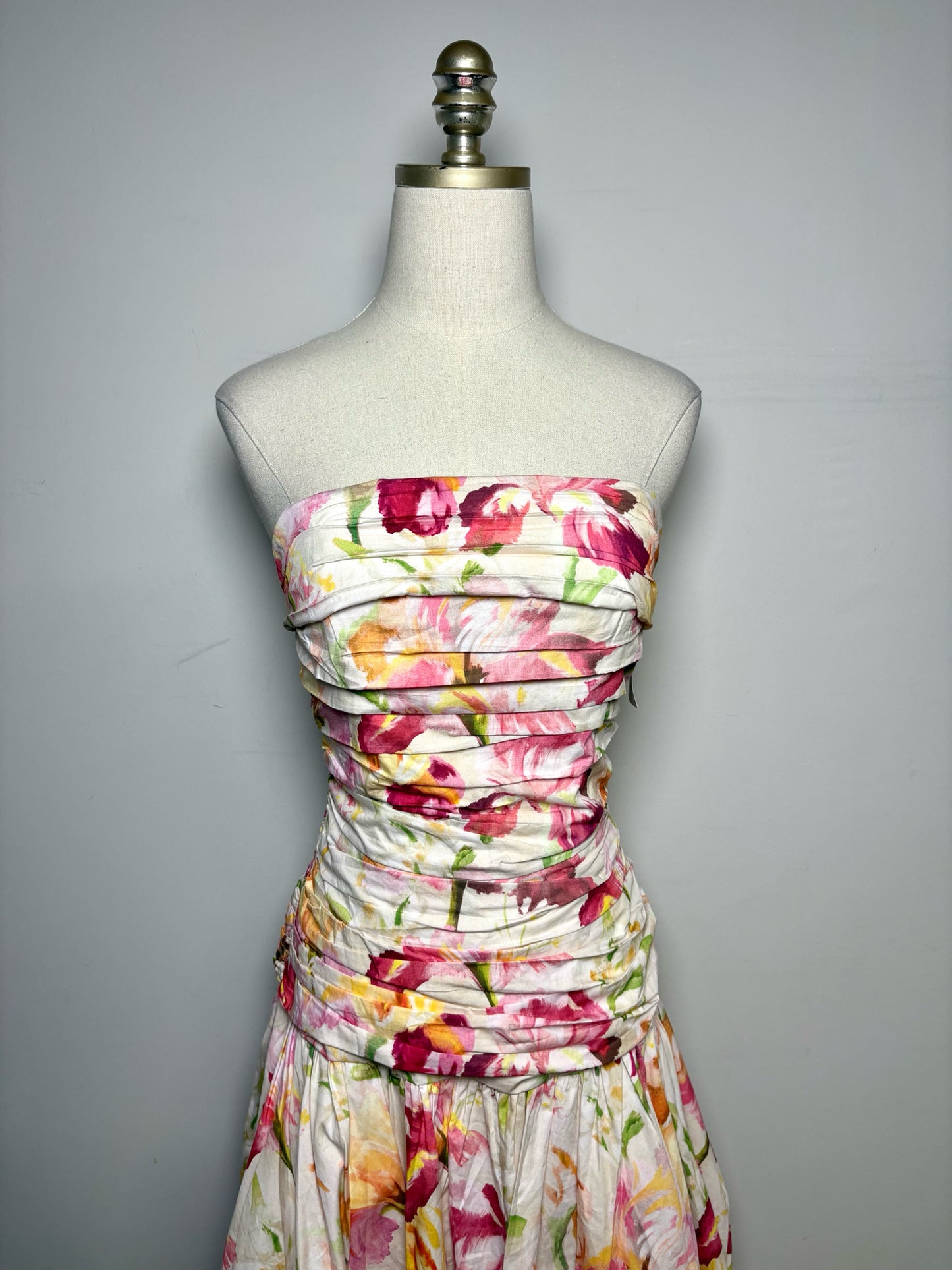 Size 4 Nicholas Pink Floral Print 100% Cotton Pre-owned, NWT Dress