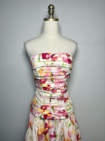 Size 4 Nicholas Pink Floral Print 100% Cotton Pre-owned, NWT Dress