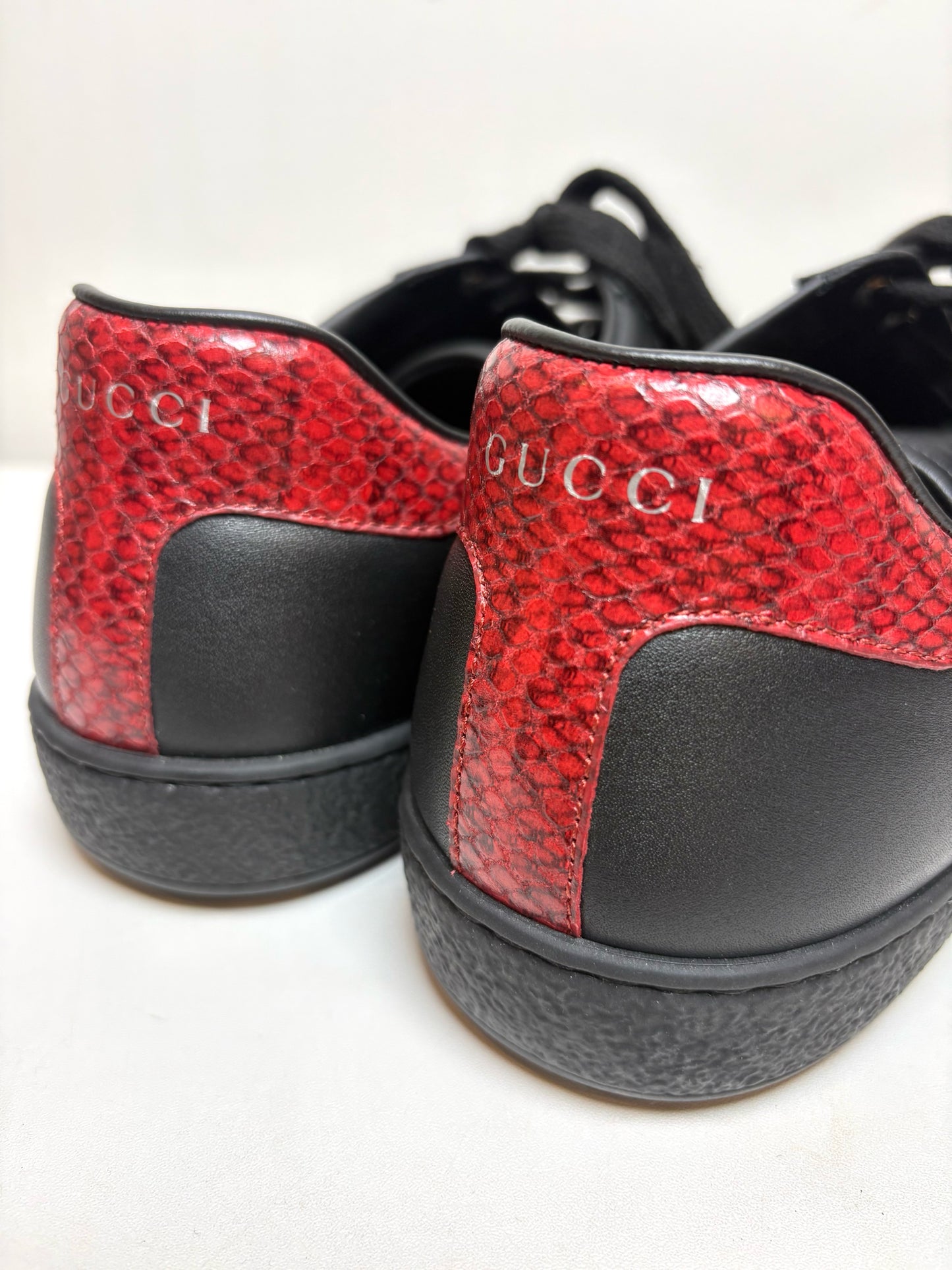 W Shoe Size 10 Gucci Ace Black Leather Pre-owned Sneakers