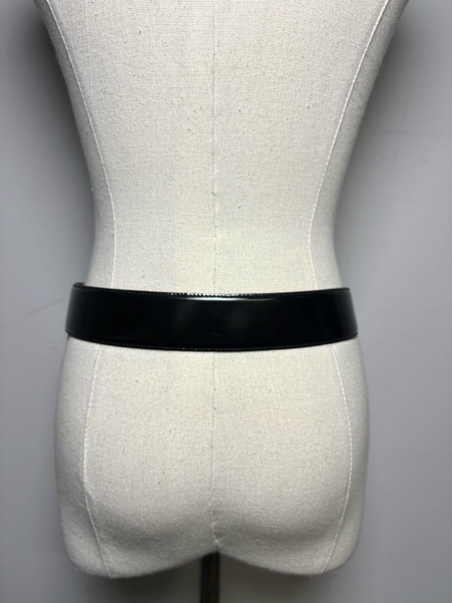 Women Size 44 (US 10) Moschino Black Patent Leather Vintage Pre-Owned Belt