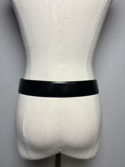 Women Size 44 (US 10) Moschino Black Patent Leather Vintage Pre-Owned Belt