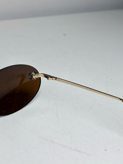 Chanel #4013 Rimless Vintage Y2K Pre-owned Gold Sunglasses