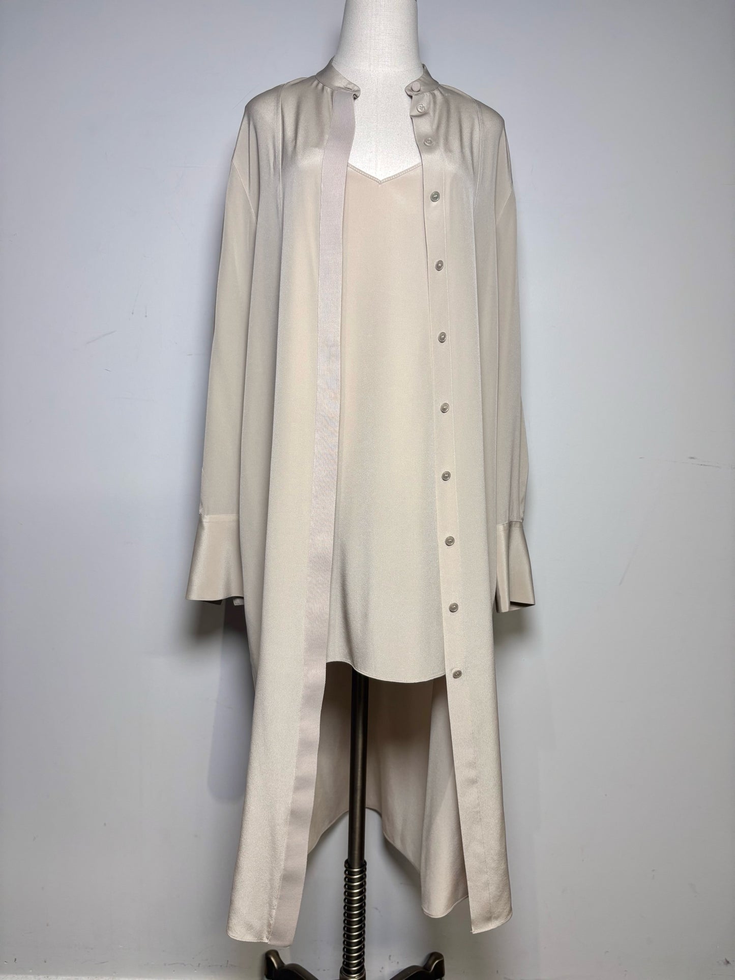 Women Size 36 (2) Joseph Taupe Solid Women's Pure Silk Pre-owned Dress