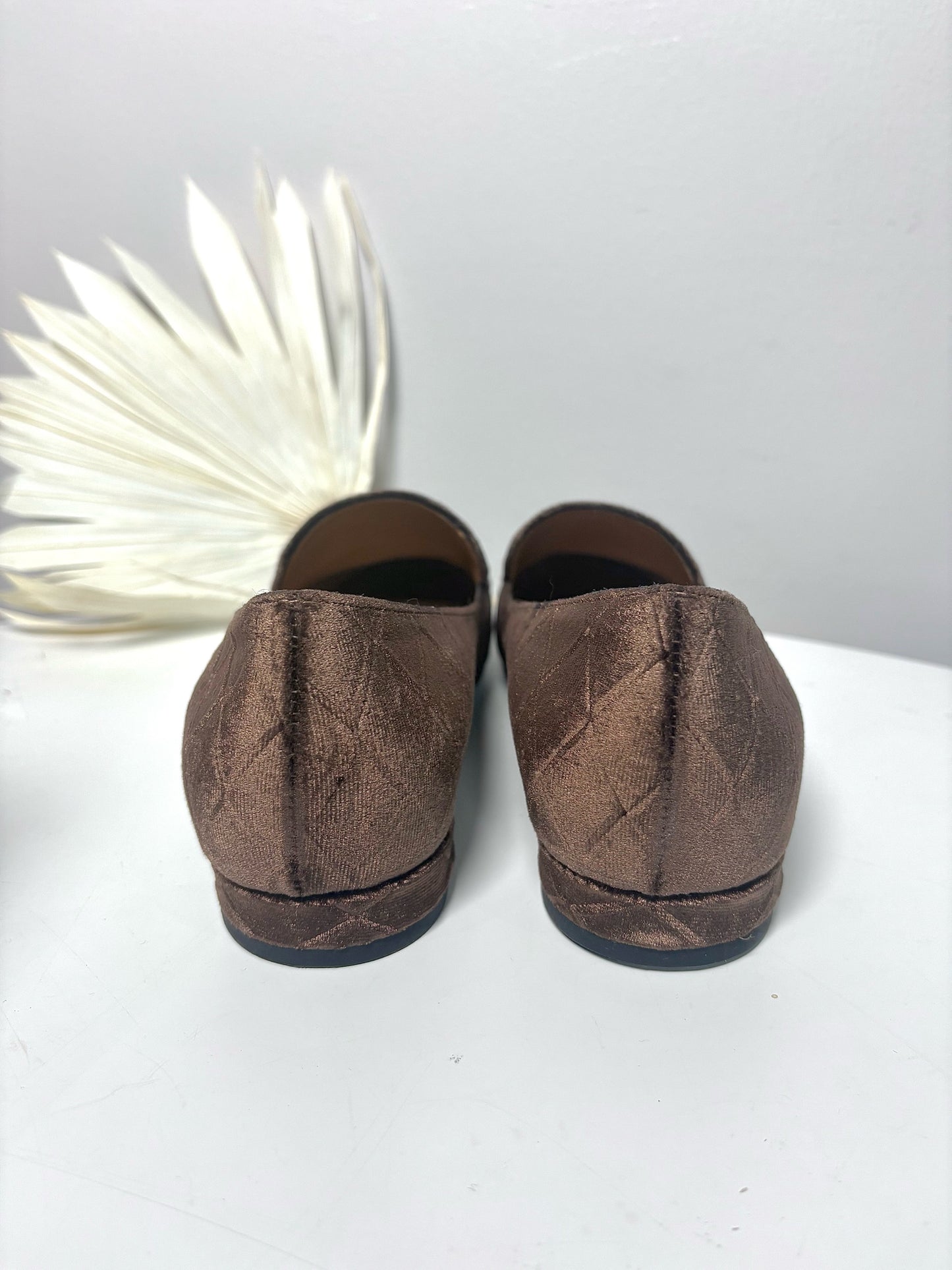 W Shoe Size 39 (8.5 US) Michele Lopriore Brown Fabric NWOT Loafers